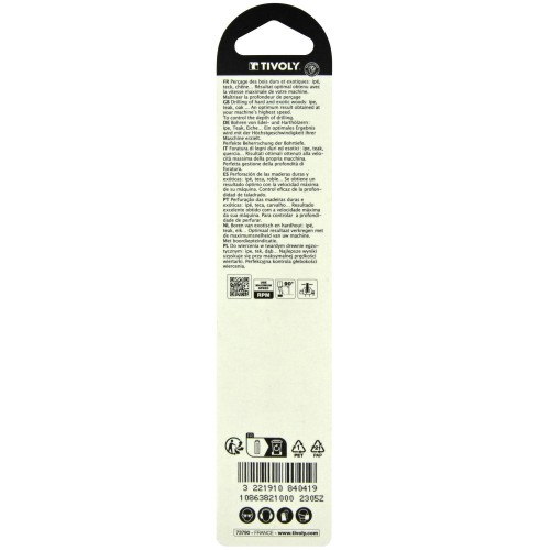 Ø: 10 / Broca para madera de 3 puntas -Mango cilíndrico -Graduada SLR (Blíster) / L: 133