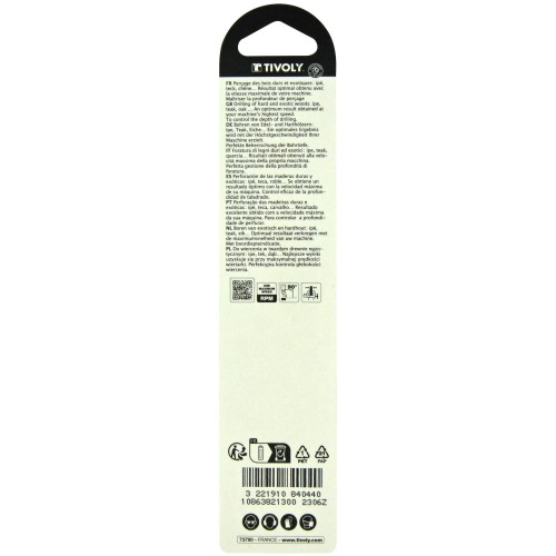 Ø: 13 / Broca para madera de 3 puntas -Mango cilíndrico -Graduada SLR (Blíster) / L: 151