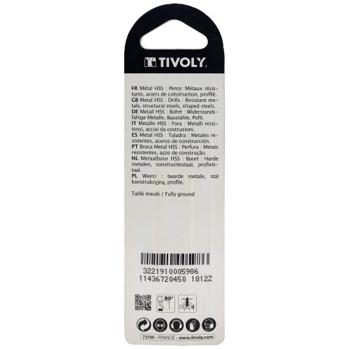 Ø: 4.5 / L: 80 / Broca para metal HSS - Tratamiento STEAM -Afilado SPLIT POINT (Blíster)