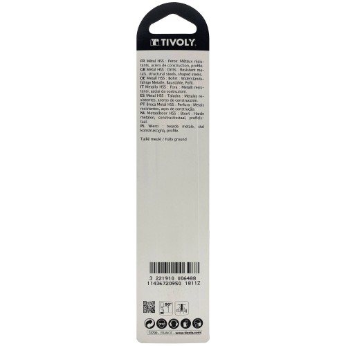 Ø: 9.5 / L: 125 / Broca para metal HSS - Tratamiento STEAM -Afilado SPLIT POINT (Blíster)