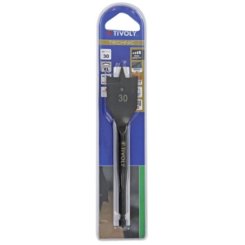 Ø: 30 / Broca plana para madera -Mango hexagonal -Cuerpo reforzado (Blíster) / L: 164