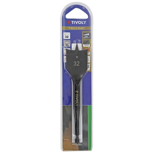 Ø: 32 / Broca plana para madera -Mango hexagonal -Cuerpo reforzado (Blíster) / L: 164