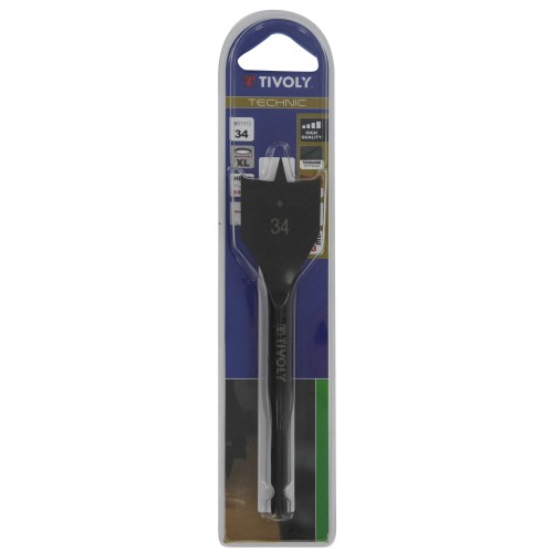 Ø: 34 / Broca plana para madera -Mango hexagonal -Cuerpo reforzado (Blíster) / L: 164