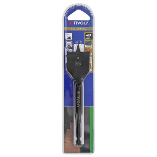 Ø: 35 / Broca plana para madera -Mango hexagonal -Cuerpo reforzado (Blíster) / L: 164