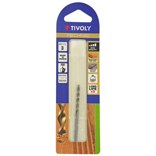 Ø: 3 / Broca para madera HSS -Afilado Speed point -Mango cilíndrico -Graduada SLR (Blíster) / L: 61