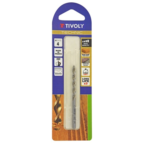 Ø: 4 / Broca para madera HSS -Afilado Speed point -Mango cilíndrico -Graduada SLR (Blíster) / L: 75