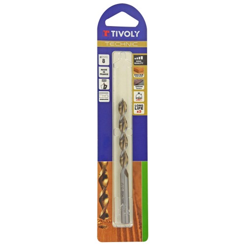 Ø: 8 / Broca para madera HSS -Afilado Speed point -Mango cilíndrico -Graduada SLR (Blíster) / L: 117