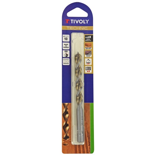 Ø: 10 / Broca para madera HSS -Afilado Speed point -Mango cilíndrico -Graduada SLR (Blíster) / L: 133