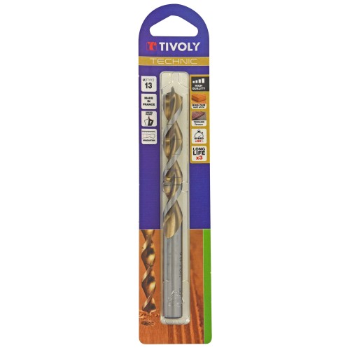 Ø: 13 / Broca para madera HSS -Afilado Speed point -Mango cilíndrico -Graduada SLR (Blíster) / L: 151