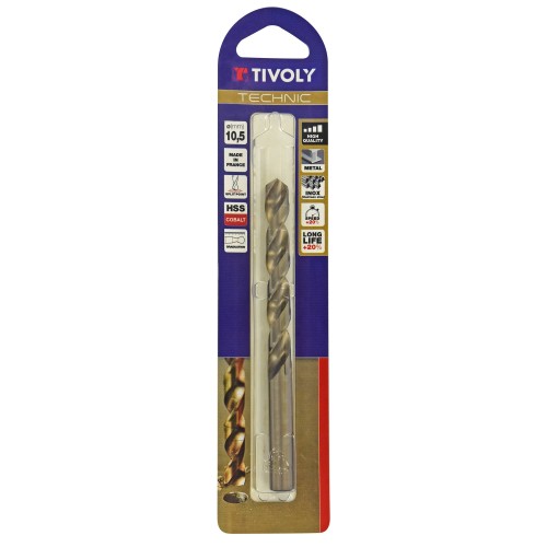 Ø: 10.5 / L: 133 / Broca para metal HSS-E5 (cobalto 5 %) -Afilado SPLIT POINT -Graduada SLR (Blíster)