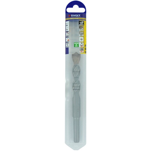 Ø: 14 / Broca para hormigón -Placa de Metal Duro con punta de centrado -Mango cilíndrico de 3 caras planas (Blíster) / L: 150