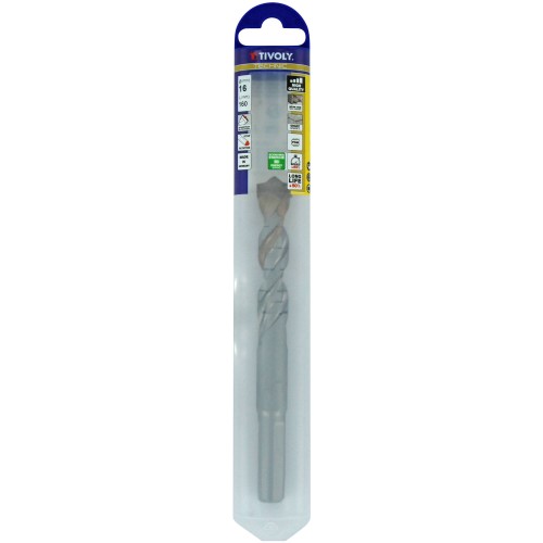 Ø: 16 / Broca para hormigón -Placa de Metal Duro con punta de centrado -Mango cilíndrico de 3 caras planas (Blíster) / L: 160