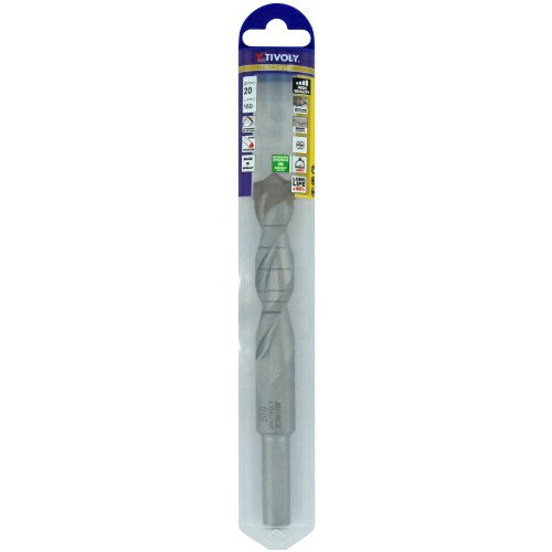 Ø: 20 / Broca para hormigón -Placa de Metal Duro con punta de centrado -Mango cilíndrico de 3 caras planas (Blíster) / L: 160