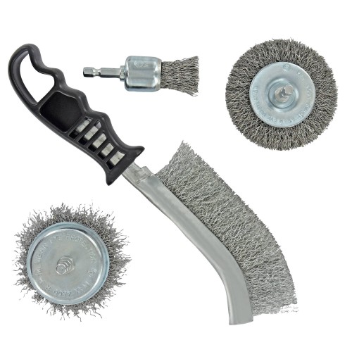 4 piezas: 3 cepillos taladro + 1 cepillo manual ergonómico