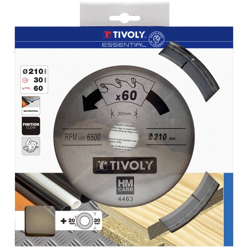 Ø: 210 x Ø2: 30 x Z: 60 / Hojas de sierra circular -Acabado -Para plástico, aluminio y acero inoxidable -Uso en sierra portátil (Funda cartón)