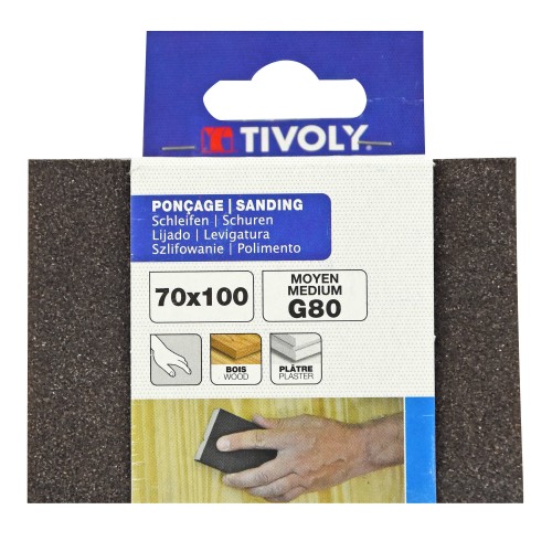 Esponja recubierta abrasiva 70x100 mm (Cartoncillo colgante) / Dim 70x100 / Gr : 180