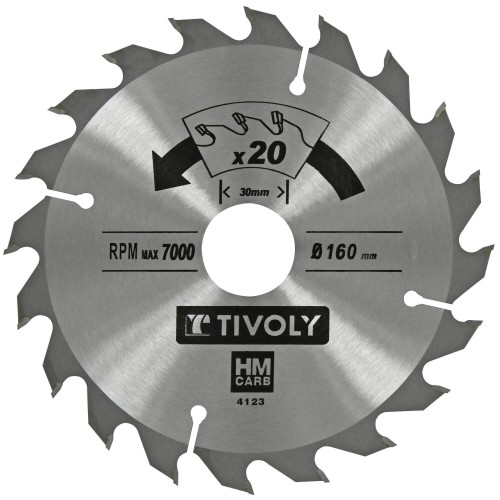 Ø: 160 x Ø2: 30 x Z: 20 / Hoja de sierra circular -Despiece -Para madera y yeso -Uso en sierra portátil (Funda cartón)