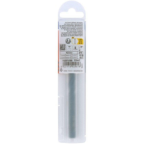 Ø: 10 / L: 133 / Broca para metal HSS - Tratamiento STEAM -Afilado SPLIT POINT (Funda plástico)