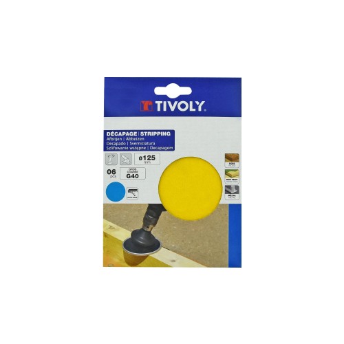 Disco AUTOADHESIVO -Ø125 mm - Para lijadora excéntrica o lijadora (+base) (Funda cartón) / Dim Ø125 / Gr : 40