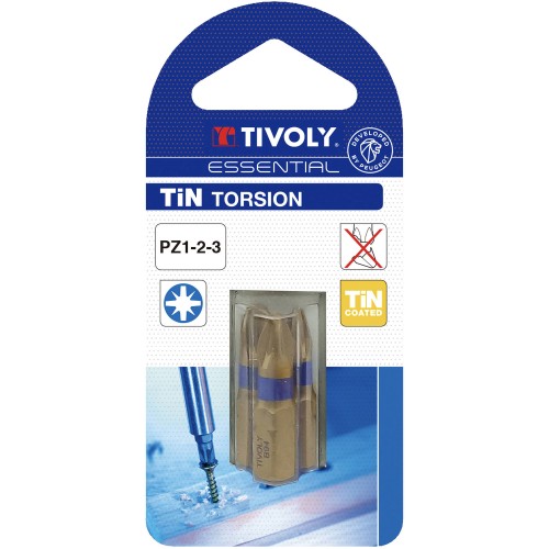 Punta de atornillar -Torsión TiN -Para tornillo Pozidriv (Blíster) N°: N1-2-3 / L: 25