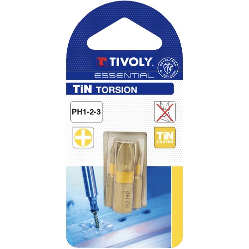 Punta de atornillar -Torsión TiN -Para tornillo Phillips (Blíster) N°: N1-2-3 / L: 25