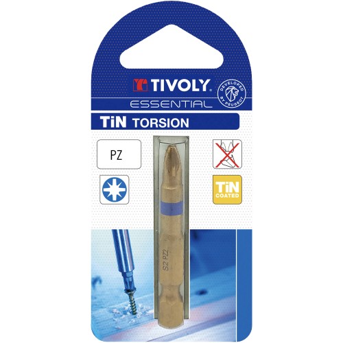 Punta de atornillar -Torsión TiN -Para tornillo Pozidriv (Blíster) N°: N2 / L: 50