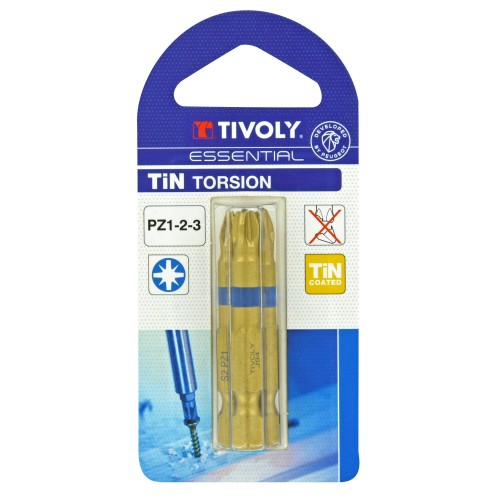 Punta de atornillar -Torsión TiN -Para tornillo Pozidriv (Blíster) N°: N1-2-3 / L: 50