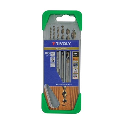 6 brocas para madera speed point Ø 2 a 8 mm