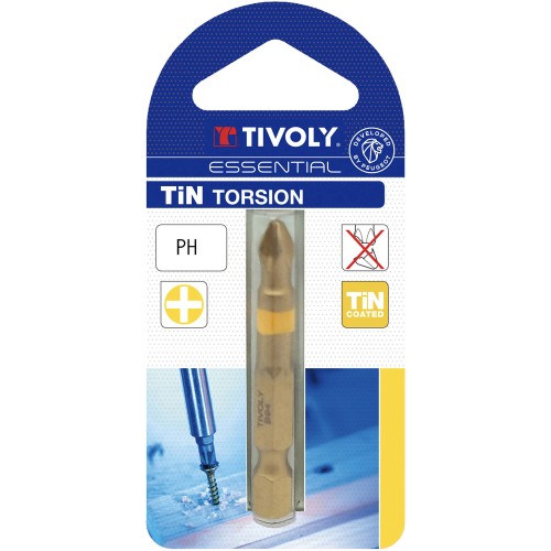 Punta de atornillar -Torsión TiN -Para tornillo Phillips (Blíster) N°: N2 / L: 50