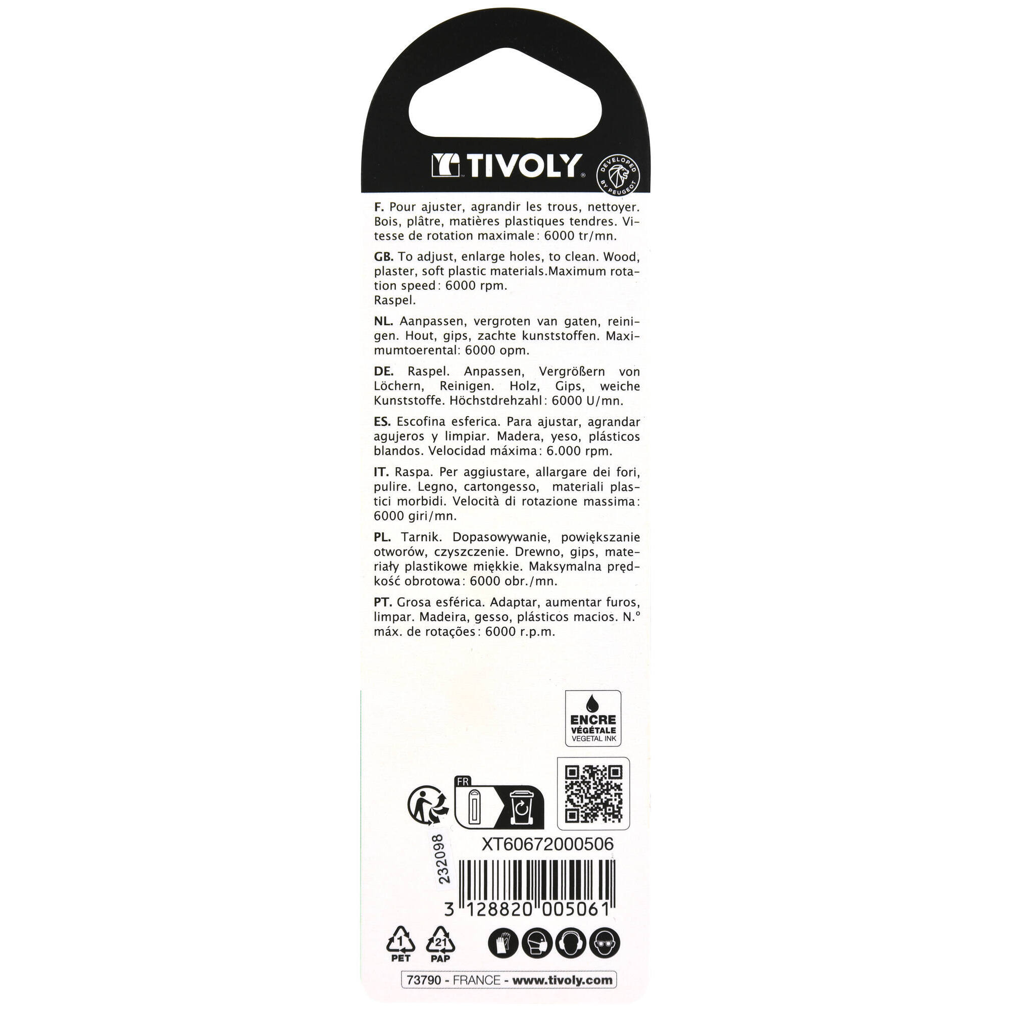 Escofina con mango cabeza cilíndrica Ø15 mm