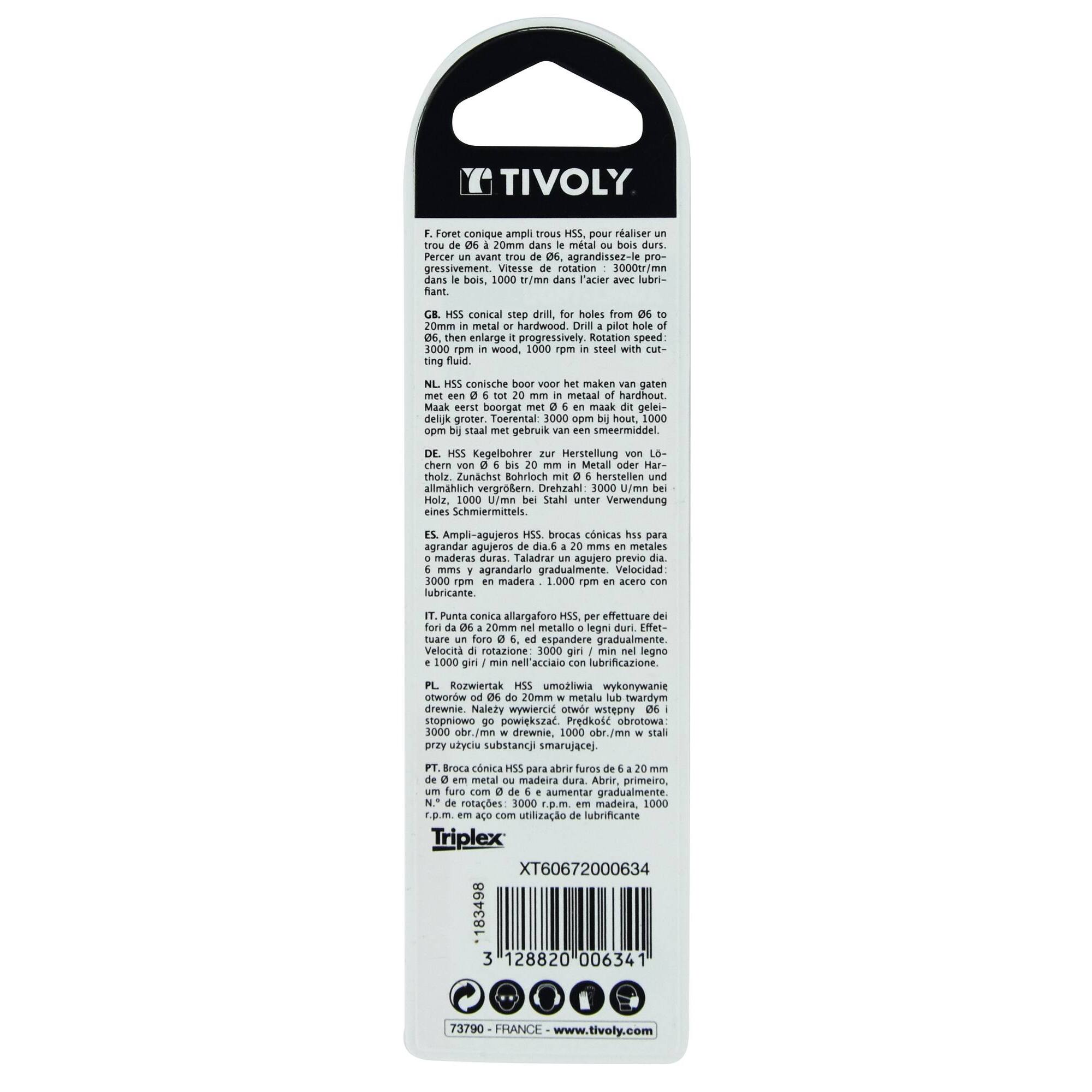 Broca CÓNICA LISA HSS | Mango cilíndrico (Blíster) / ØMin/Max : 6/20