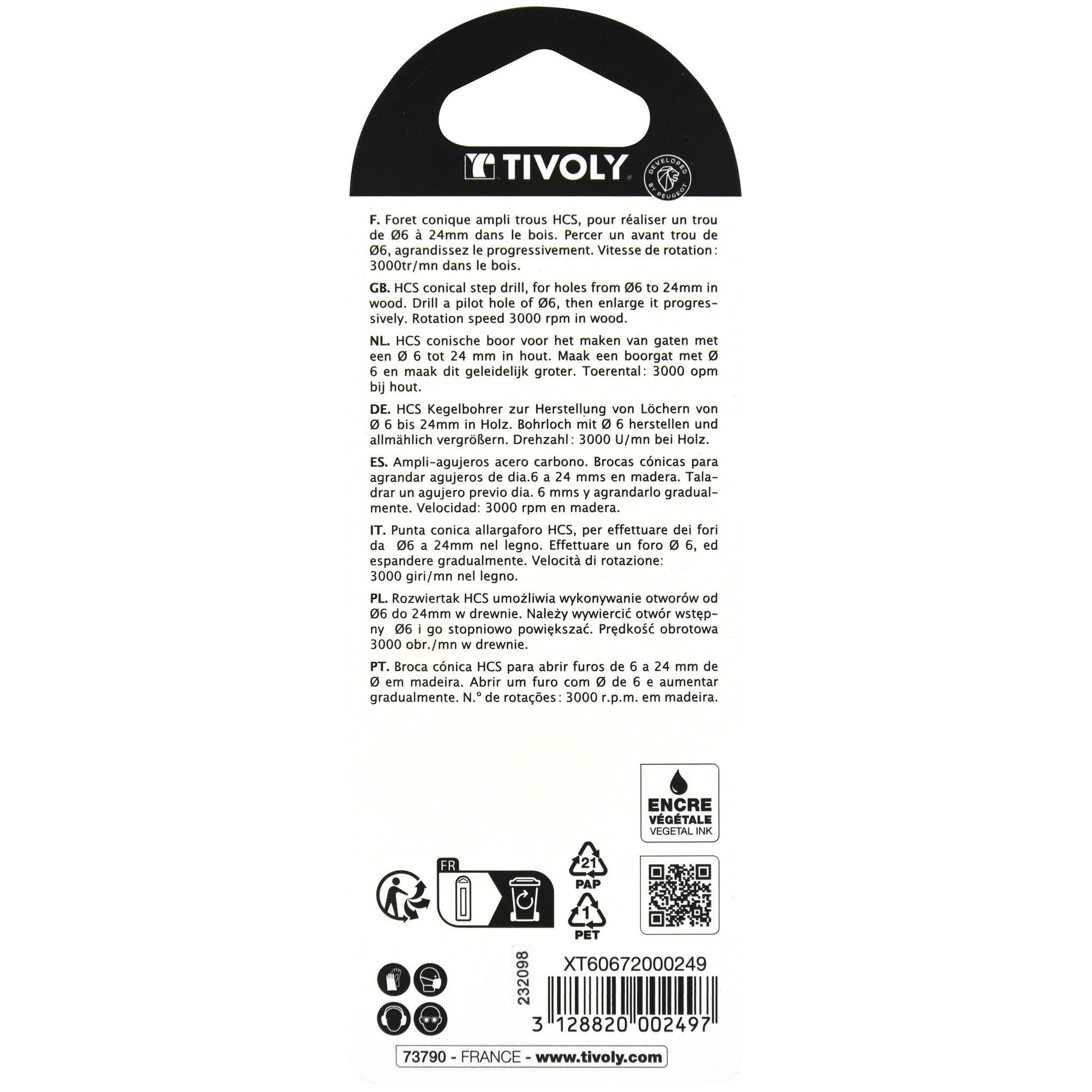 Broca cónica para ampliar orificios Ø 6 a 24 mm