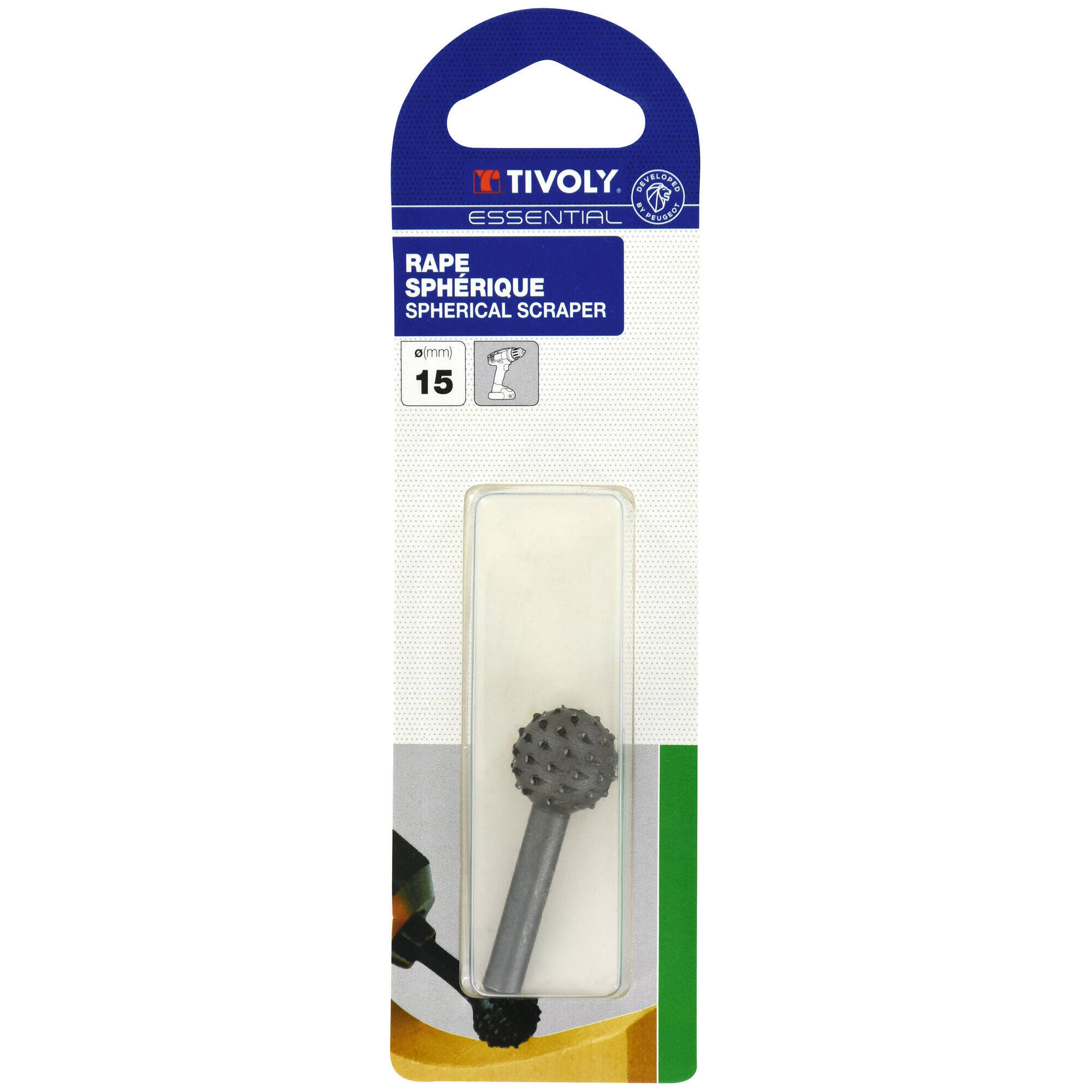 Escofina con mango cabeza esférica Ø15 mm