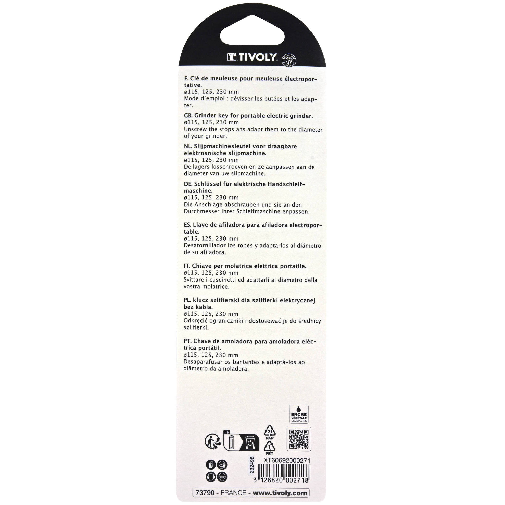 Llave de amoladora universal