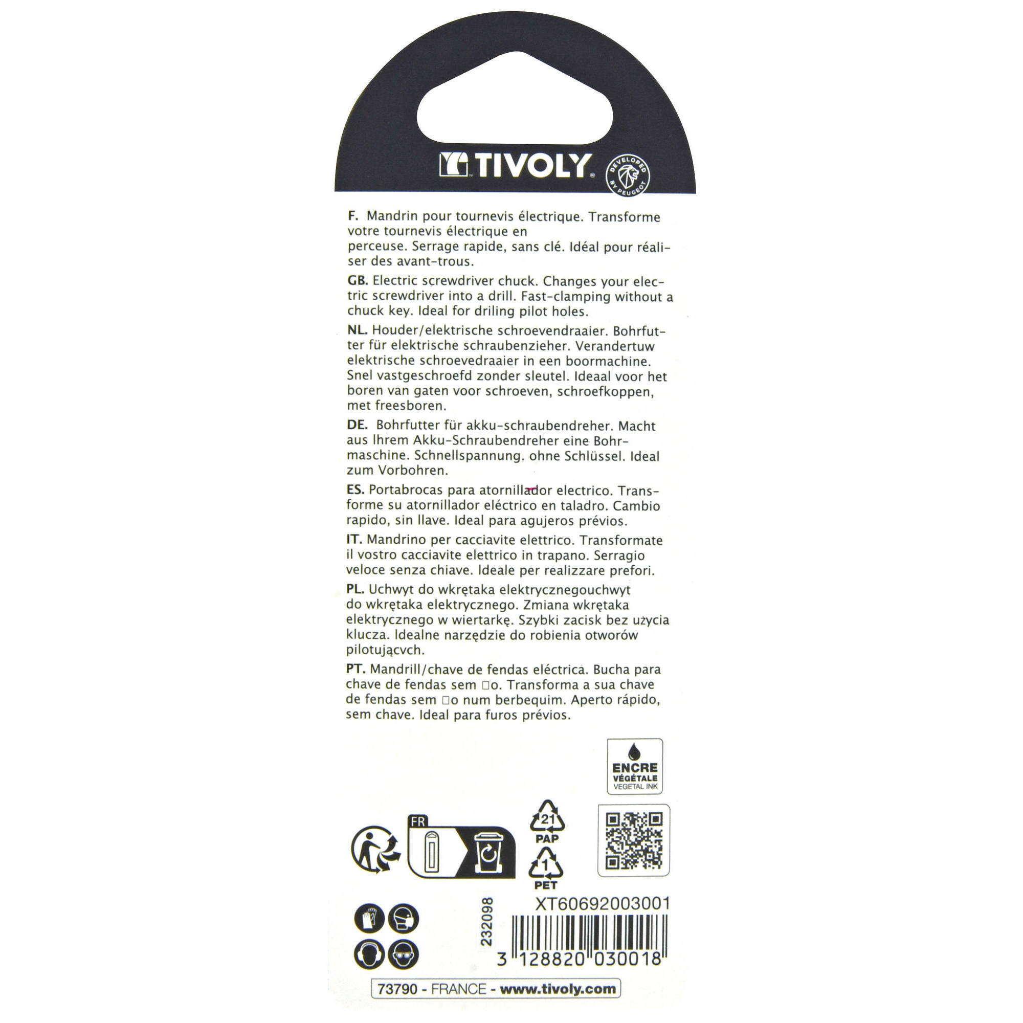 Portabrocas para destornillador eléctrico Ø 0,5 a 6 mm