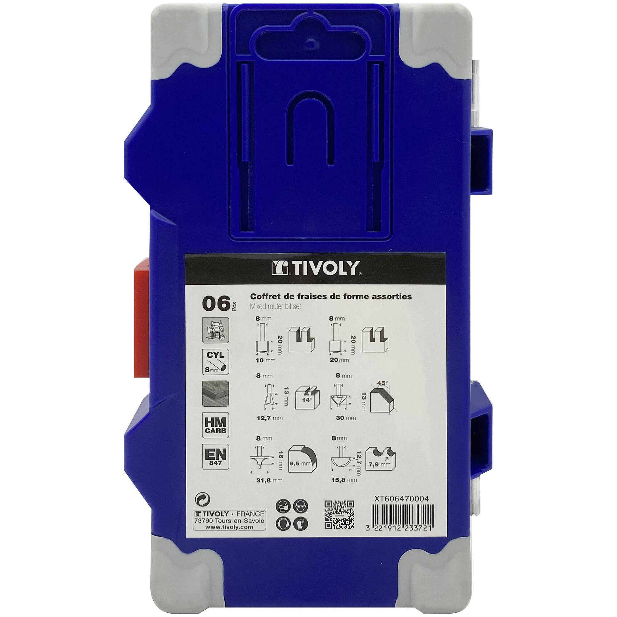 6 fresas de rebajadora de formas variadas - mango de 8 mm