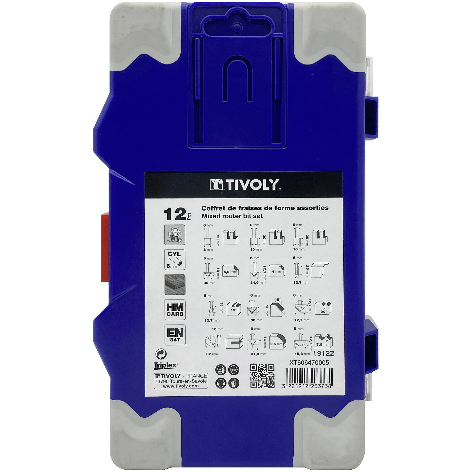 12 fresas de rebajadora de formas variadas - mango de 6 mm