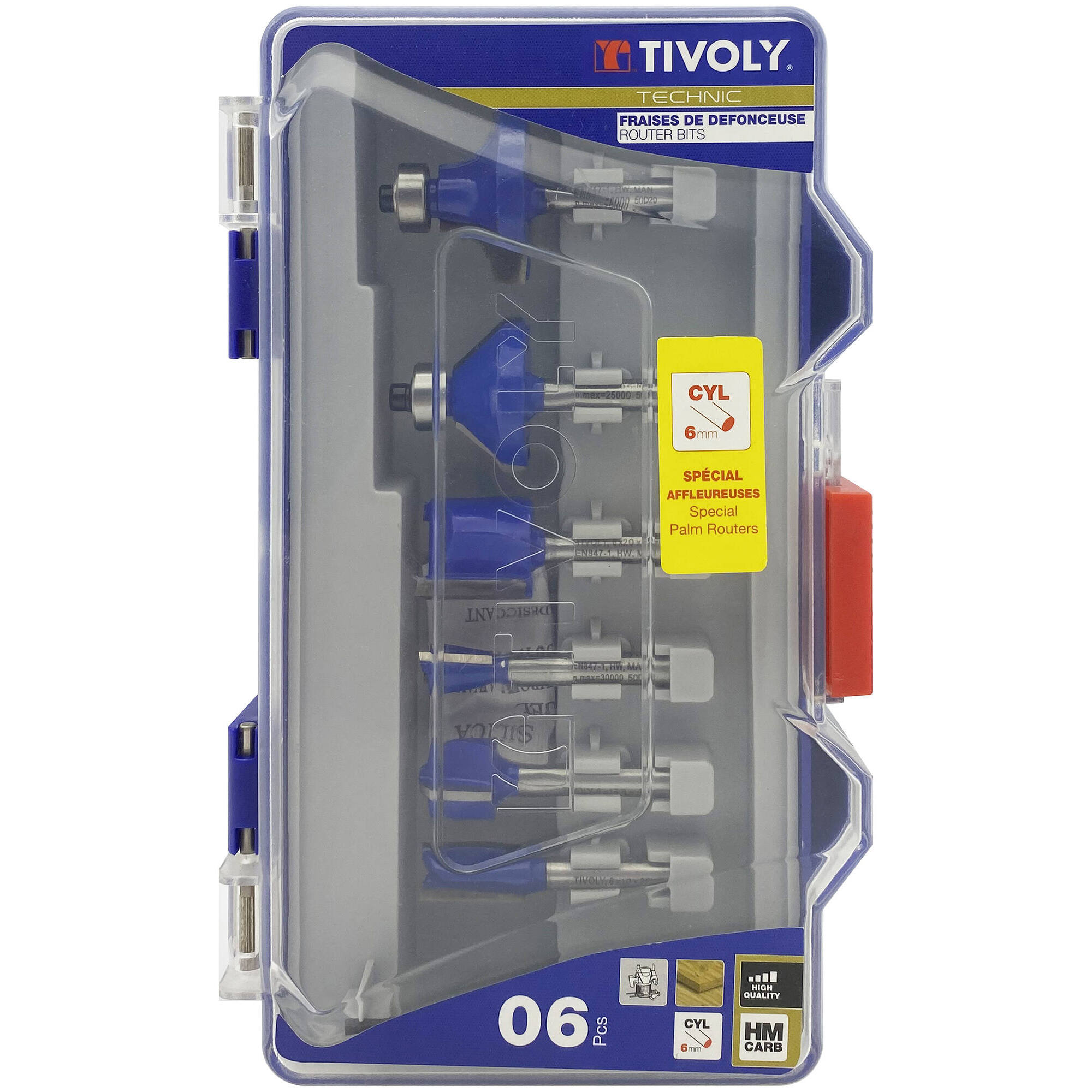 XT606470006 - 6 fresas de rebajadora de formas variadas - mango de 6 mm