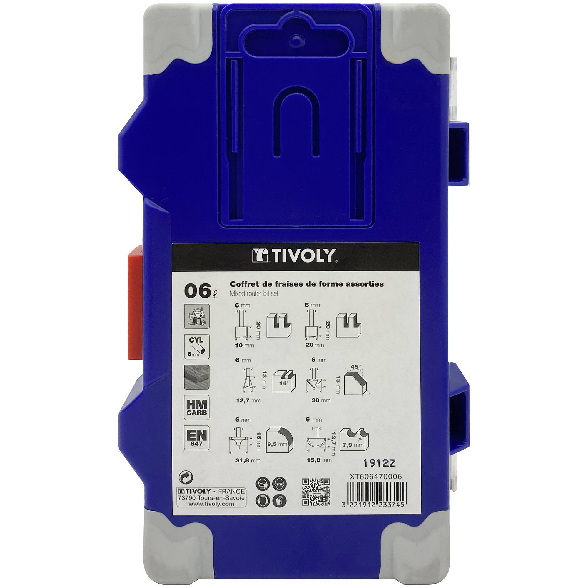 6 fresas de rebajadora de formas variadas - mango de 6 mm