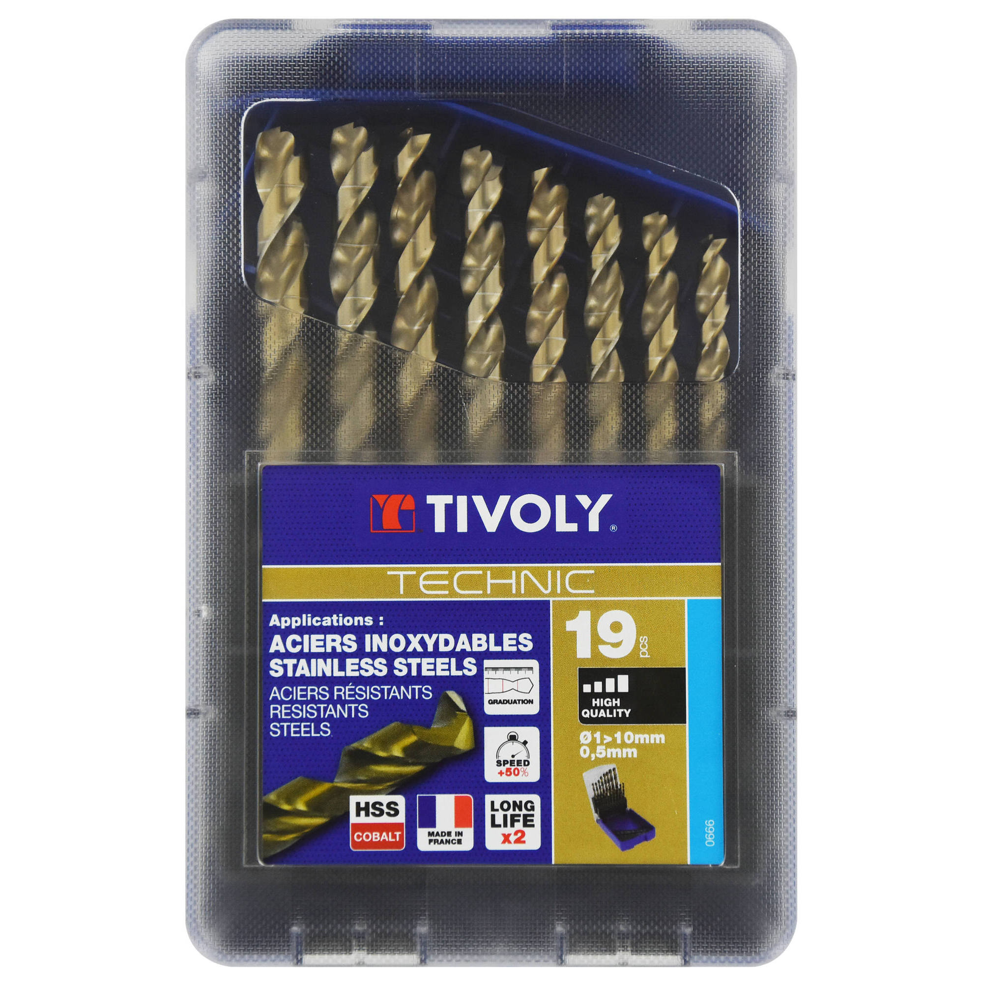 19 brocas para metal HSS-E5 (cobalto 5 %) graduadas SLR punta en cruz Ø 1 a 10 mm