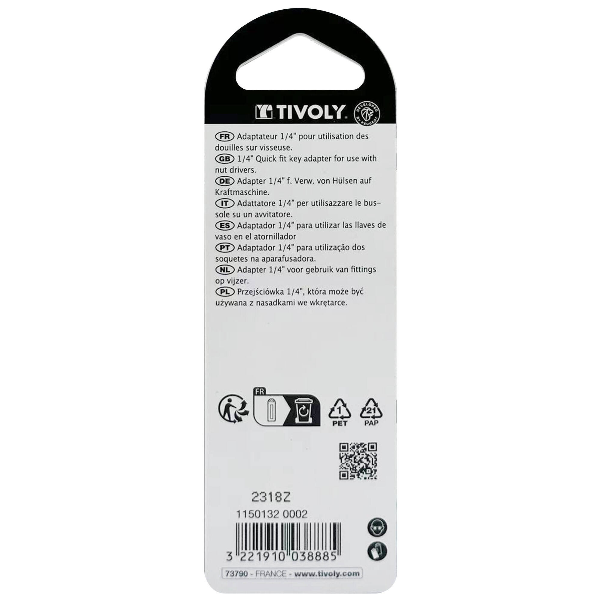 Adaptador de vasos cuadrado M 1/4"