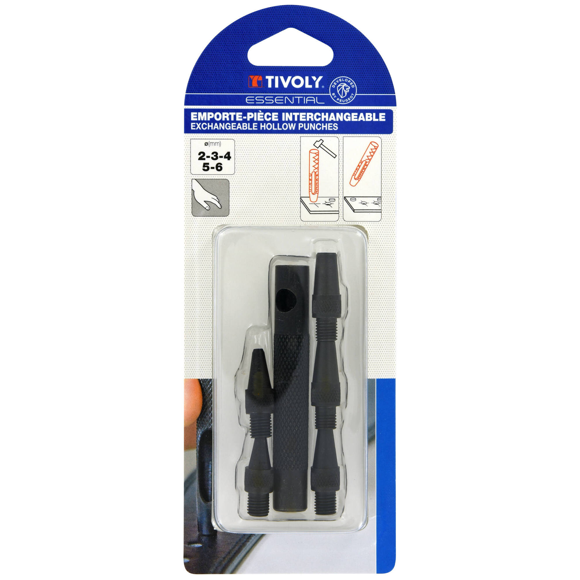 Sacabocados intercambiables Ø3-4-5-6mm