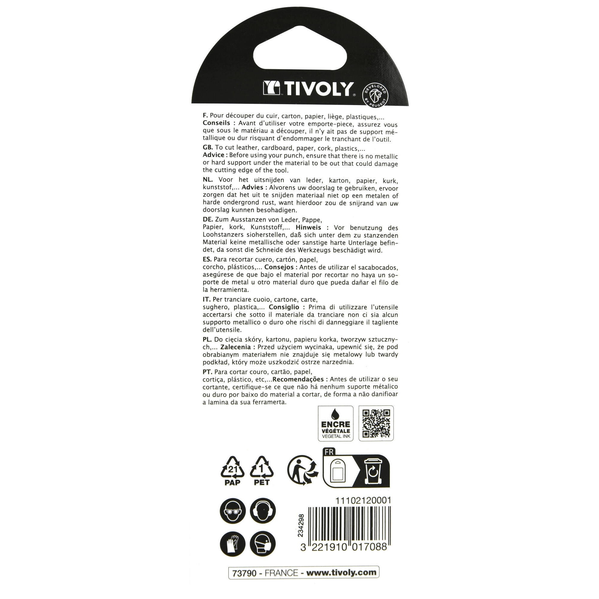 Sacabocados intercambiables Ø3-4-5-6mm