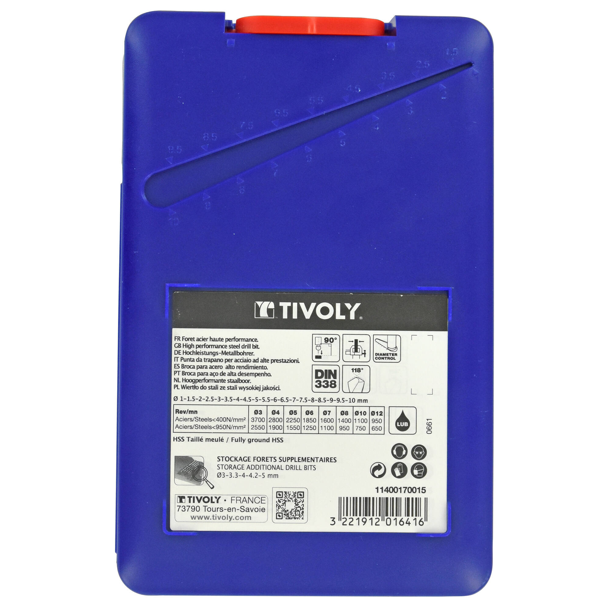 19 brocas para metal HSS rectificadas Ø 1 a 10 mm por 1/2 TECHNIC