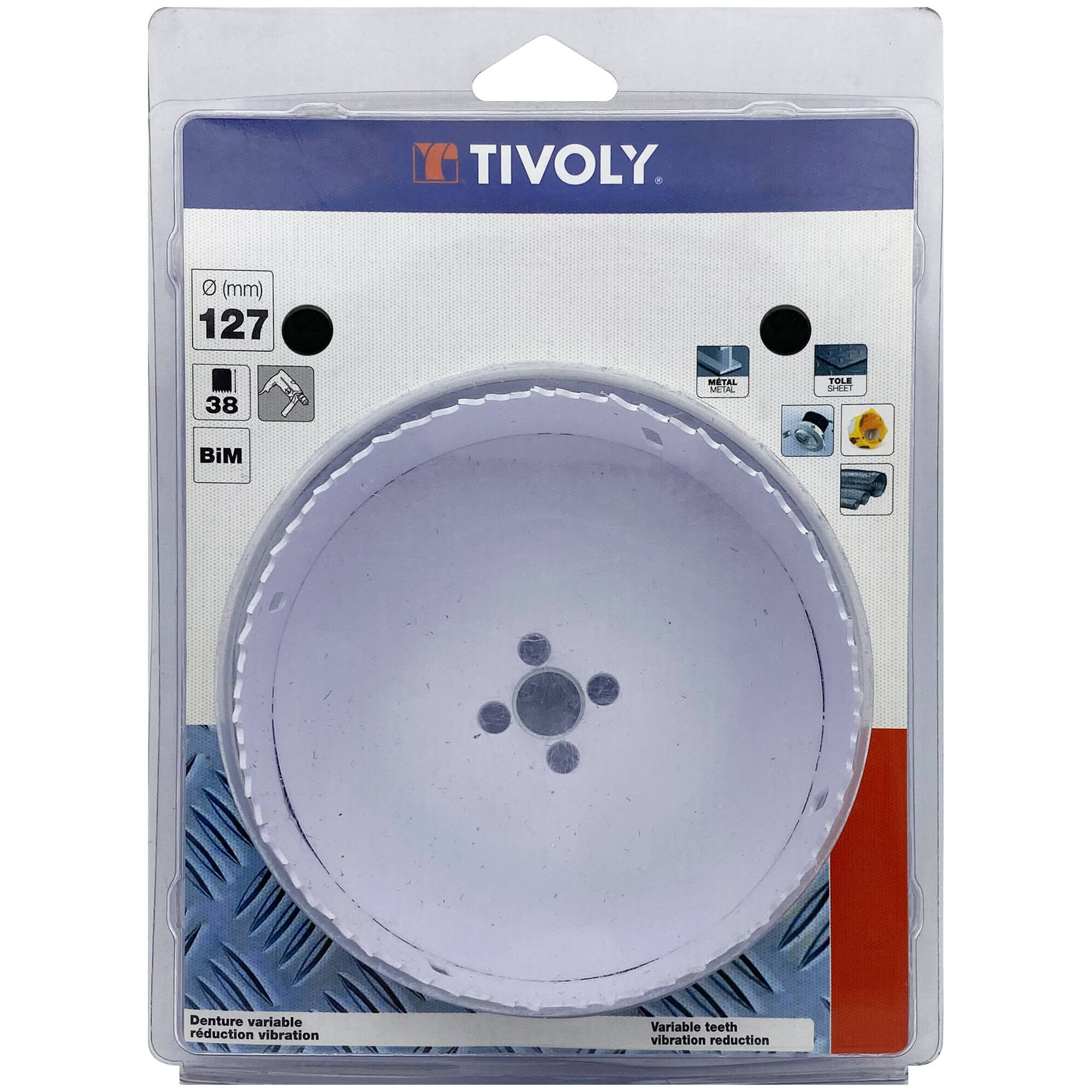 Ø: 127 / Sierra de corona bimetal HSS (Estuche blíster) / H: 38