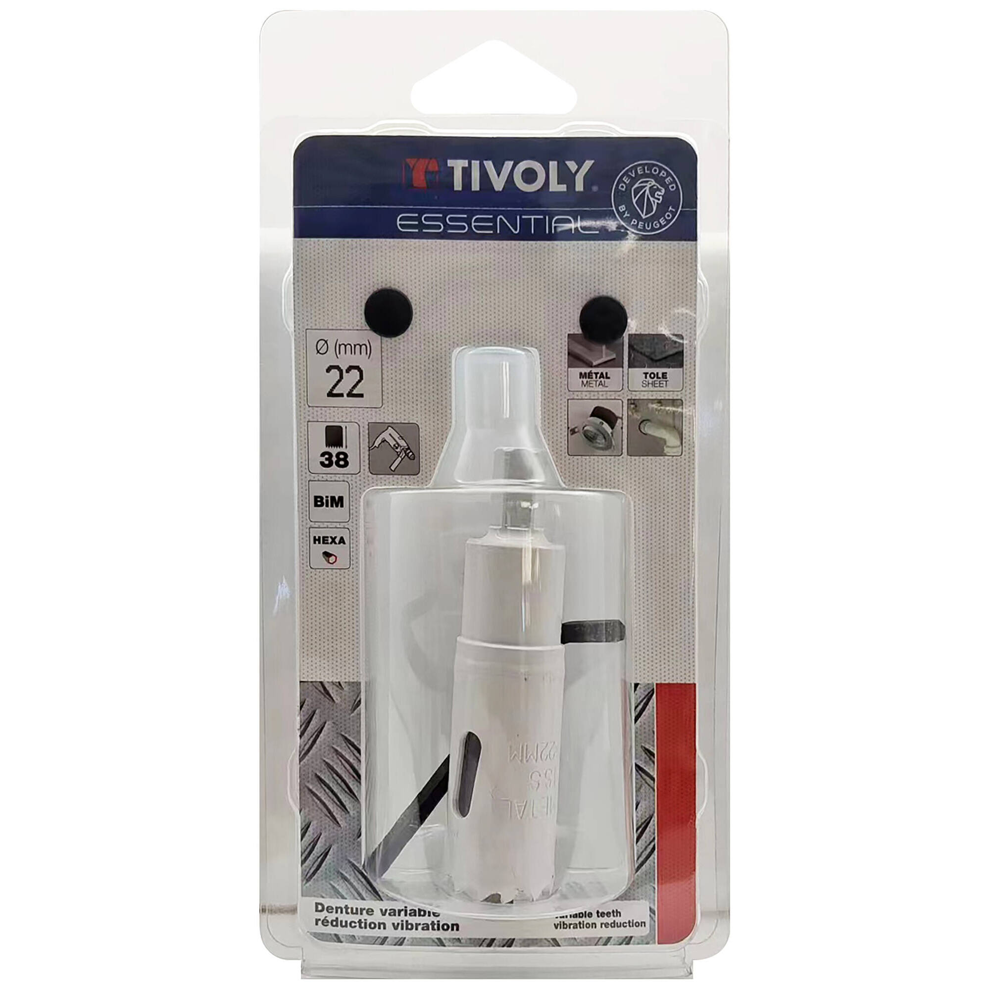 Ø: 22 / Sierra de corona bimetal HSS monobloque (Estuche blíster) / H: 38