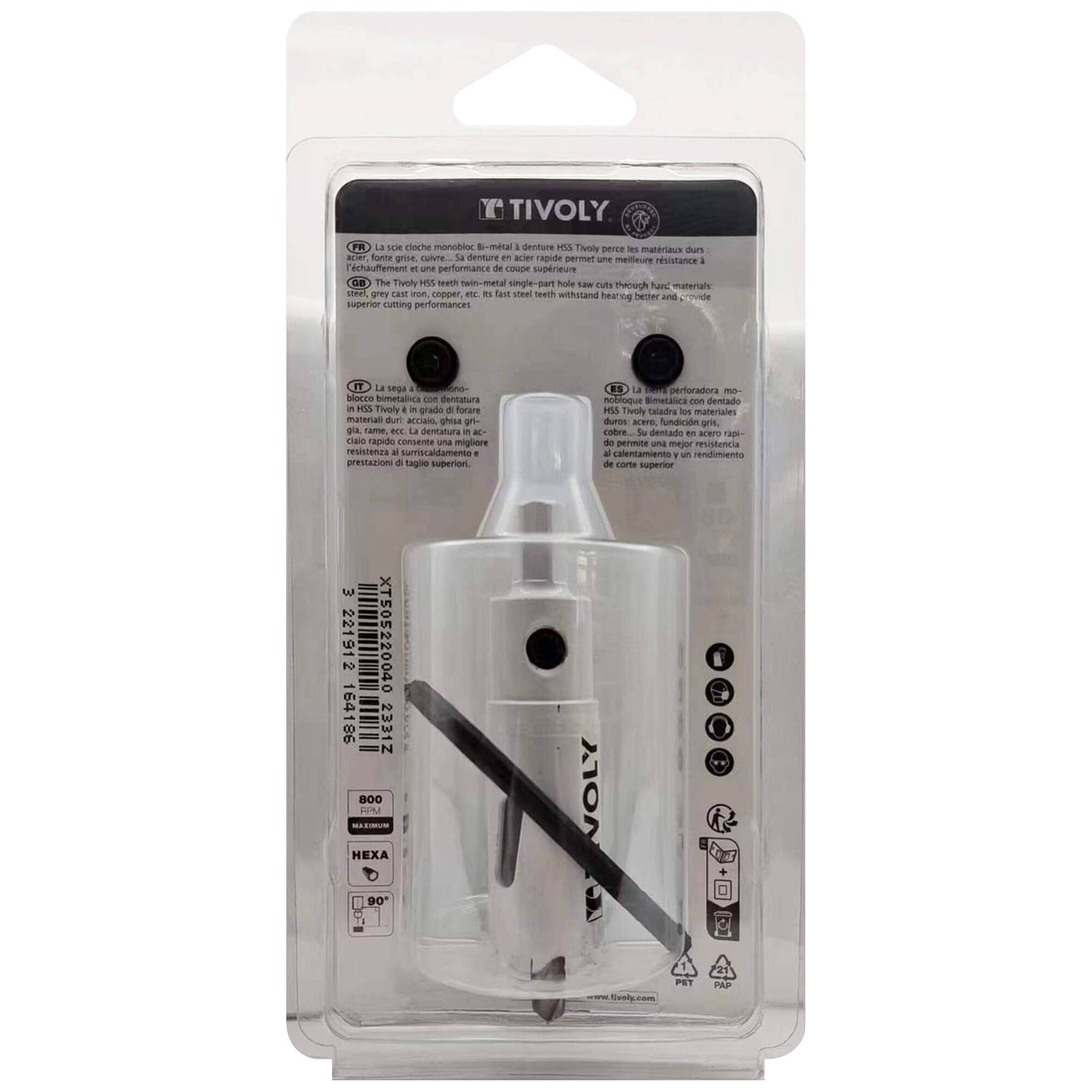 Ø: 22 / Sierra de corona bimetal HSS monobloque (Estuche blíster) / H: 38