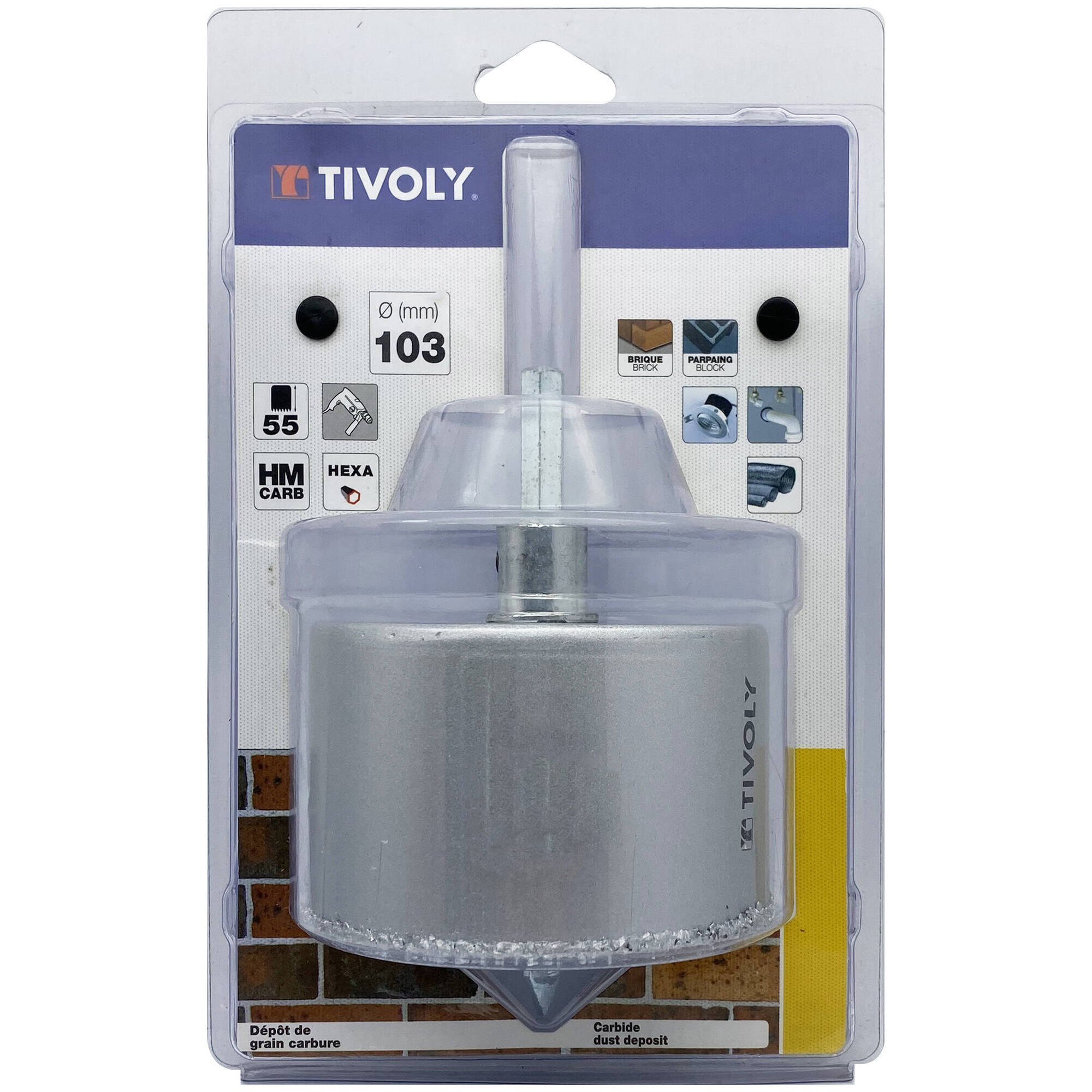 Ø: 103 / Sierra de corona para hormigón de carburo HM monobloque (Estuche blíster) / H: 55