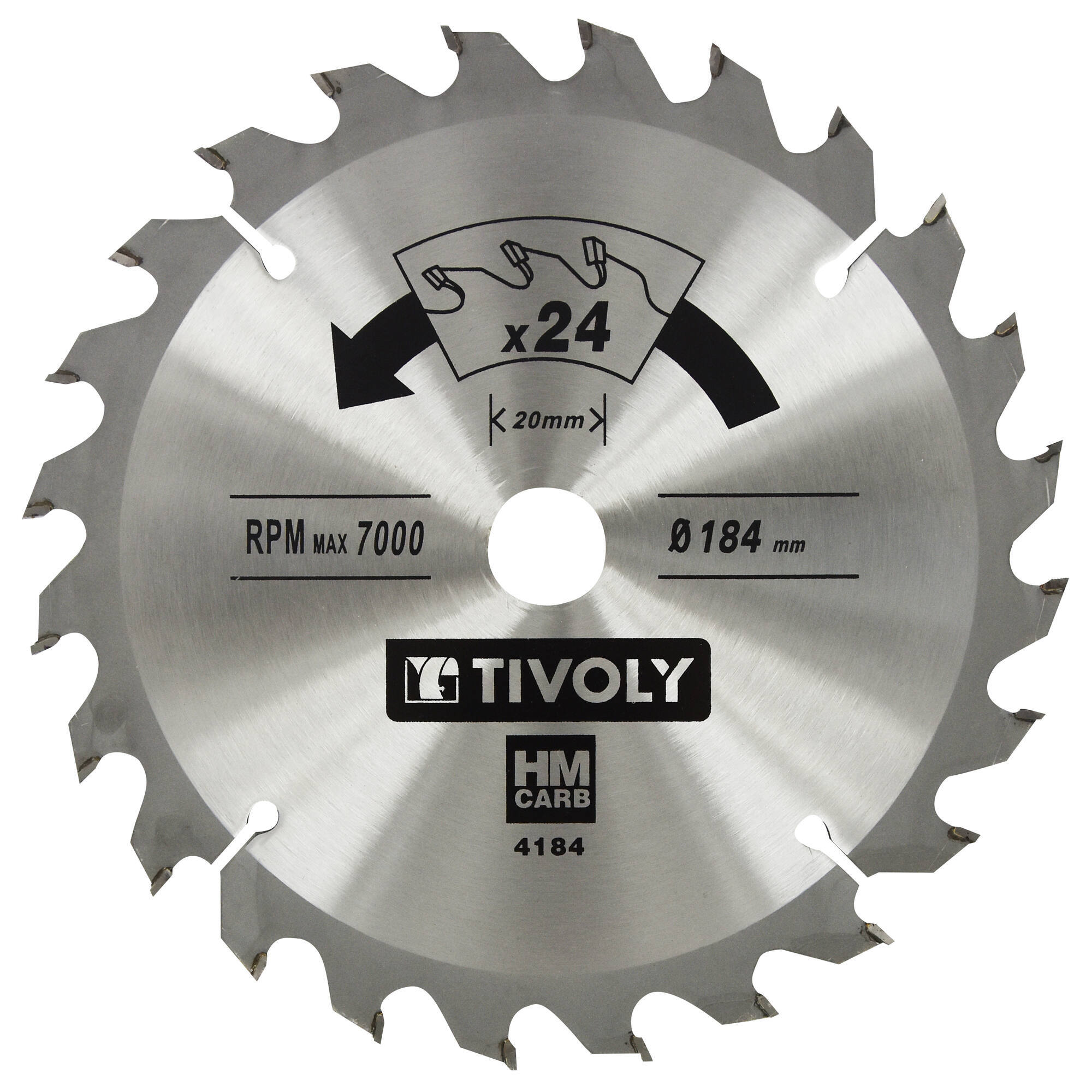 Ø: 184 x Ø2: 20 x Z: 24 / Hoja de sierra circular -Despiece -Para madera y yeso -Uso en sierra portátil (Funda cartón)