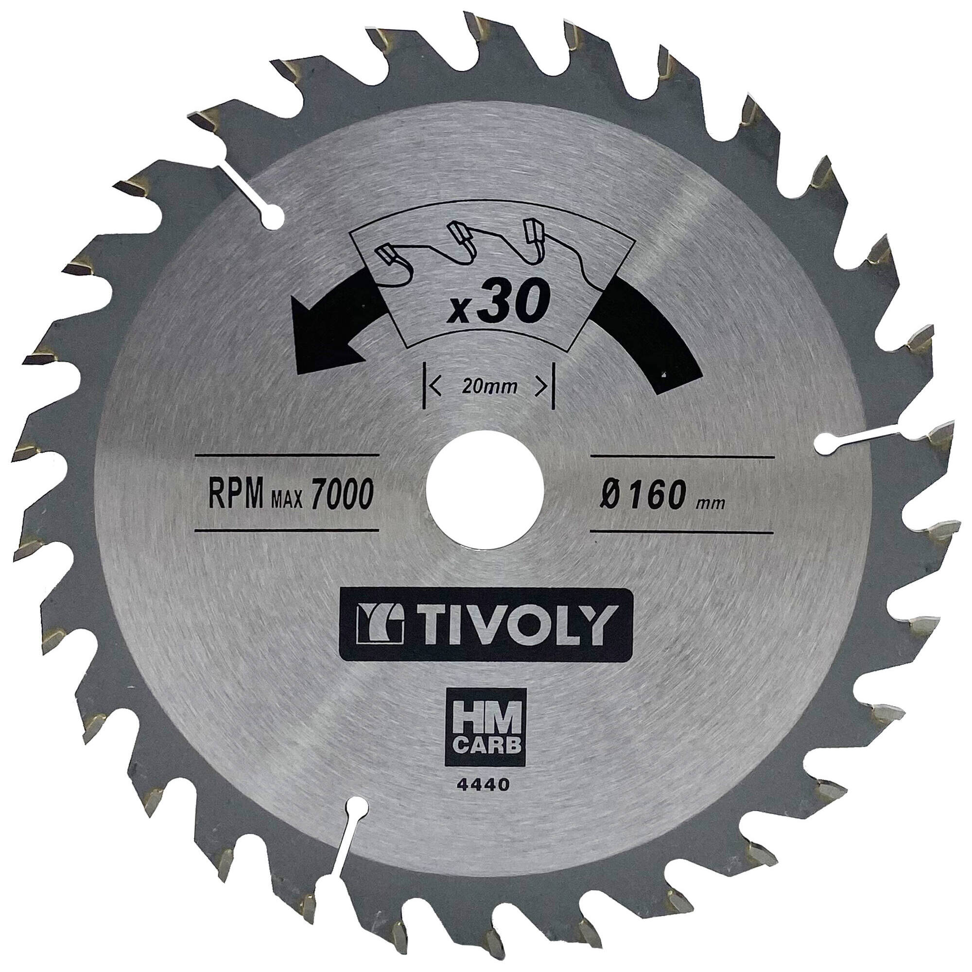 Ø: 160 x Ø2: 20 x Z: 30 / Hojas de sierra circular -Acabado -Para madera dura, estratificada y parqué -Uso en sierra portátil (Funda cartón)